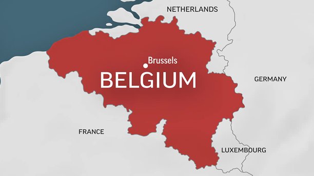 比利时 - 世界地图的特写。比利时的动画矢量地图。4K视频素材。动态图形。图片下载