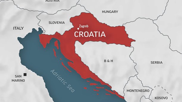 克罗地亚 - 世界地图的特写。克罗地亚的动画矢量地图。4K视频素材。动态图形。图片下载