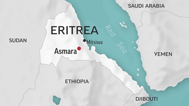 厄立特里亚 - 世界地图的特写。厄立特里亚的动画矢量地图。4K视频素材。动态图形。图片下载