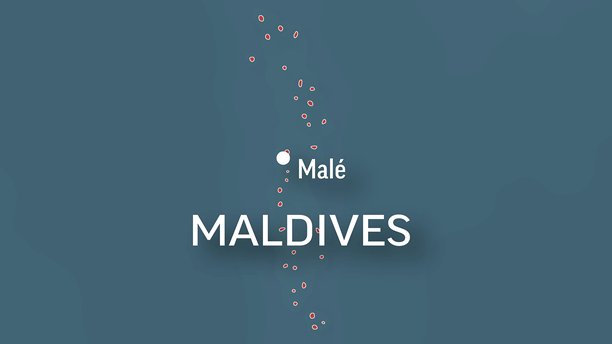 马尔代夫 - 世界地图的特写。马尔代夫的动画矢量地图。4K视频素材。动态图形图片下载