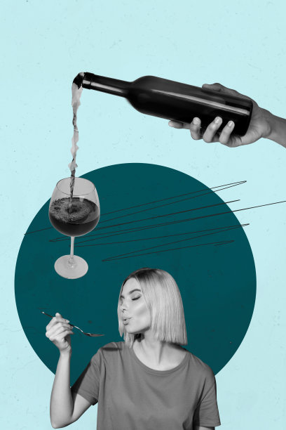 时尚艺术创意杂志照片拼贴，快乐的女孩和男孩享受周末，轻松饮酒，举杯庆祝，放松的场合图片下载