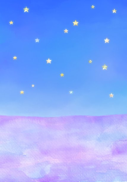 浪漫的背景素材，薰衣草田在星空下延展。图片下载