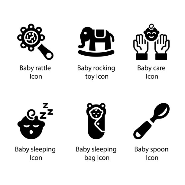 婴儿摇铃，摇摆玩具，婴儿护理，睡觉，睡袋，勺子，图标图片下载