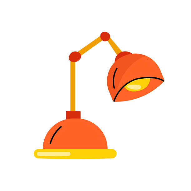 卡通桌灯图标。适用于学习、办公室或家居室内设计的工作空间照明元素。矢量图，独立使用。图片下载