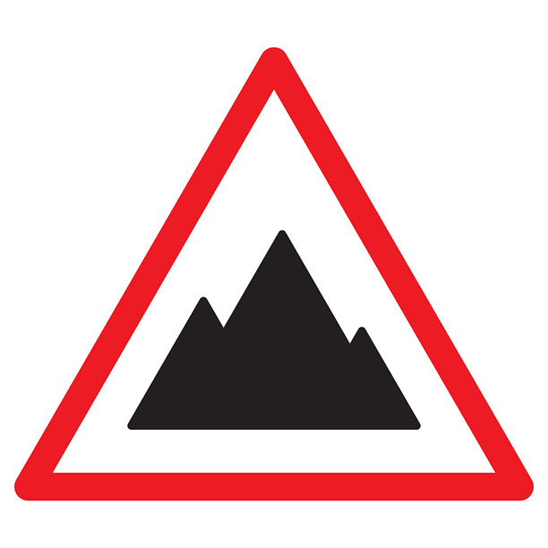 山地危险标志，孤立在白色背景上。矢量插图图片下载
