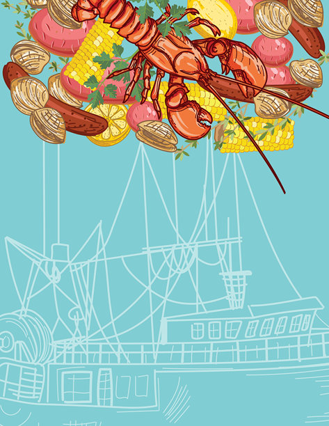 龙虾煮食邀请模板图片下载