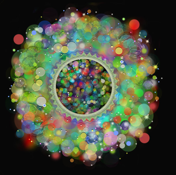 圆形节日框架，在黑色背景上有多色的圆圈图片下载