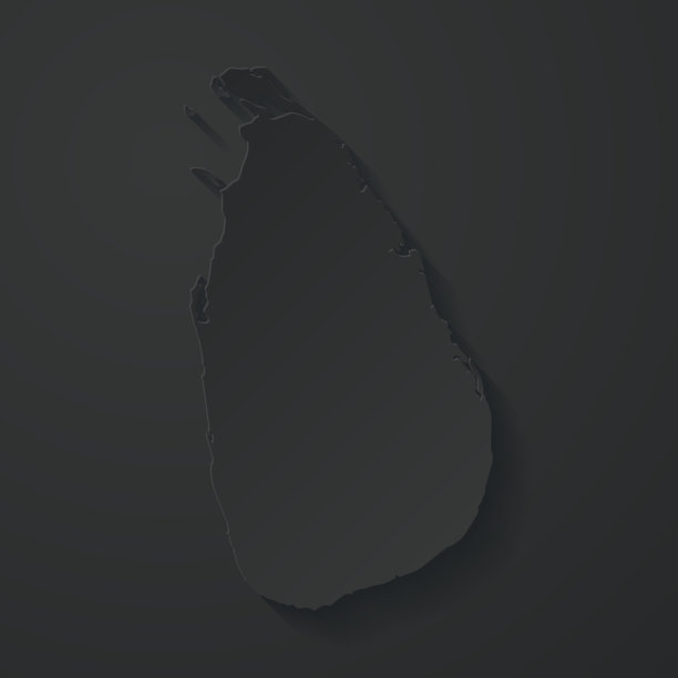 斯里兰卡地图与剪纸效果的黑色背景图片下载