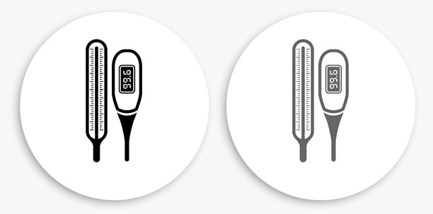 温度计黑白圆形图标图片下载