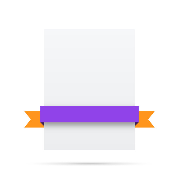 彩色丝带，空白白色标签-设计元素图片下载