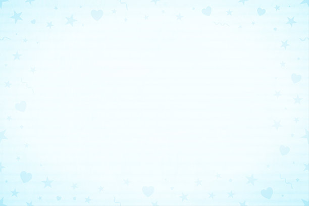 柔和的光天蓝色水平相框背景矢量插图。小党元素，心，漩涡，彩纸在边界。图片下载
