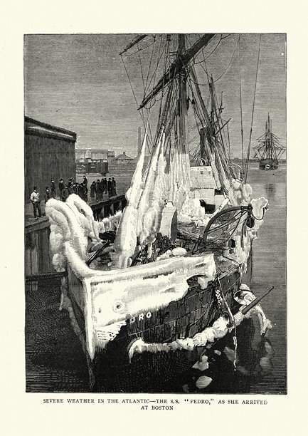 19世纪波士顿的一艘船被冰覆盖图片下载