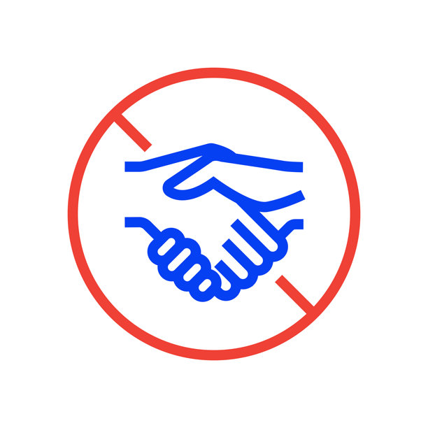 冠状病毒2019-nCoV -无握手矢量线图标-简单线符号，优质设计元素图片下载