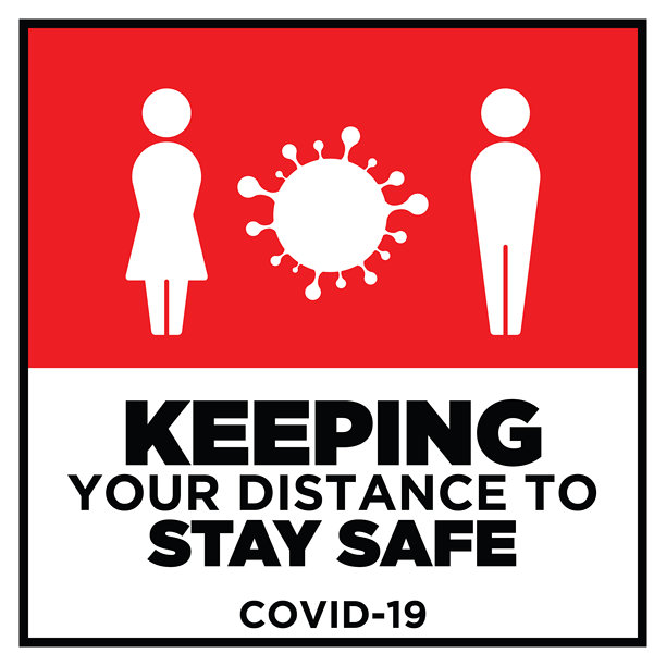社交距离警告信号。关于冠状病毒或covid-19病媒插图的红色警告标志图片下载