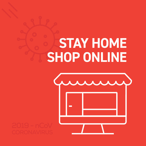 2019冠状病毒病概念在家网上购物避免拥挤的地方。图片下载