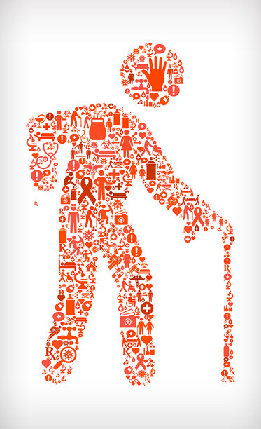 扭伤老人流感冠状病毒图标模式图片下载