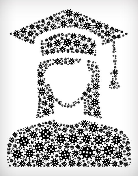 毕业女性的肖像流感冠状病毒图标模式图片下载