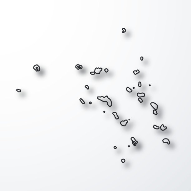 马绍尔群岛地图-黑色轮廓与阴影在白色背景图片下载