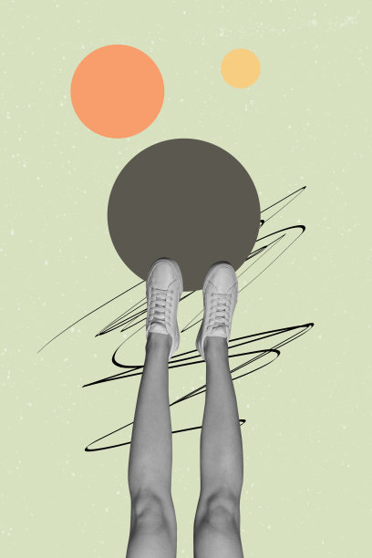 时尚杂志风格的垂直照片拼贴，展示匿名人类女孩和男孩的腿，穿着运动鞋和牛仔裤，倒立购物。图片下载