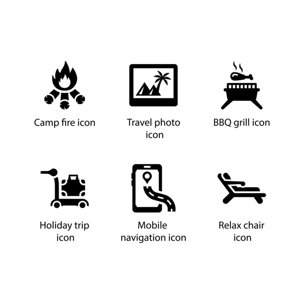 篝火，旅行照片，烧烤架，假期旅行，移动导航，休闲椅，图标图片下载
