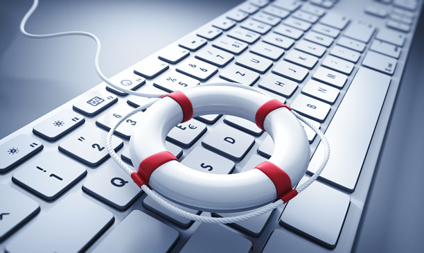 电脑键盘上的救生圈特写照片图片下载