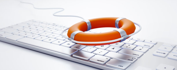 电脑键盘上的救生圈特写照片图片下载