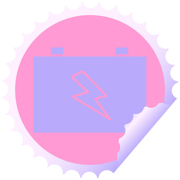 圆形剥离贴纸，卡通风格的汽车电池，鲜艳的霓虹色图片下载