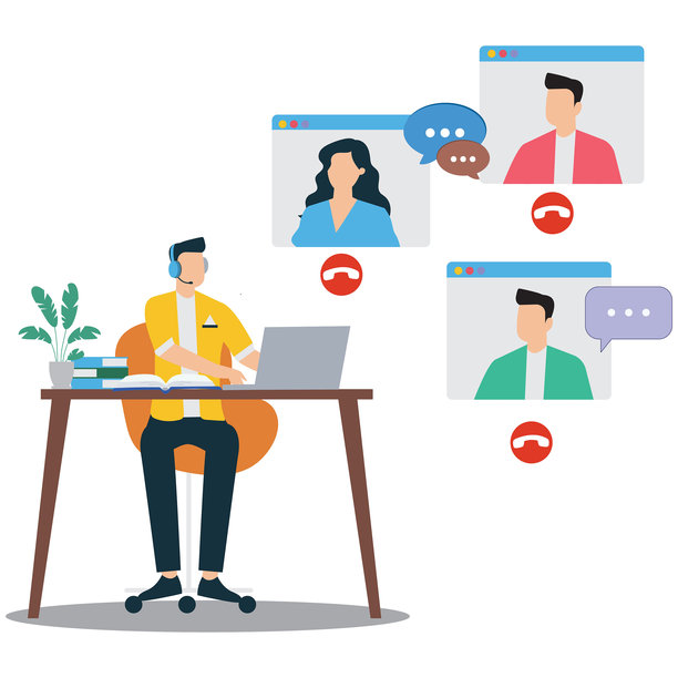 视频通话中的小组学习图片下载