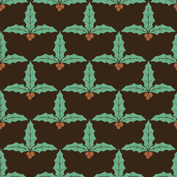 圣诞冬青无缝图案图片下载