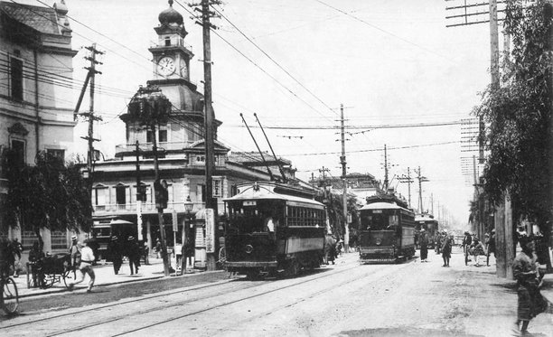 东京银座四丁目的复古照片 - 1907-1918图片下载