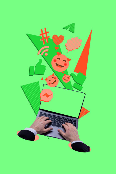 现代照片拼贴，手握手机设备，点击屏幕上的心形图标，博客通知，慈善反应。图片下载