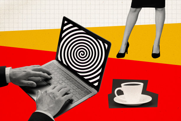 创意3D照片艺术图形拼贴画，工人手臂观看宣传，孤立的绘画背景图片下载