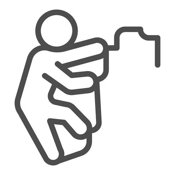 山地岩石上的运动员线条图标，夏季运动概念。矢量图形。攀岩运动员，极限运动标志，适用于移动或网页设计的白色背景轮廓风格图标。图片下载