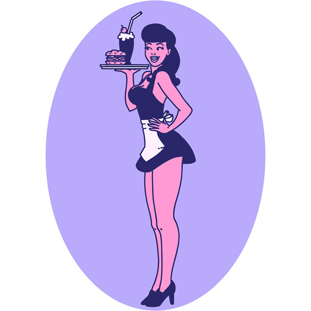 传统风格的霓虹色插画女服务员纹身图片下载