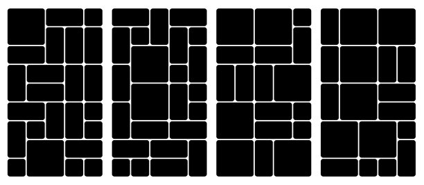 便当网格矢量垂直布局。几何图块图案用于照片拼贴、网站布局等。时尚的瓷砖框架排列和社交媒体展示模板。图片下载