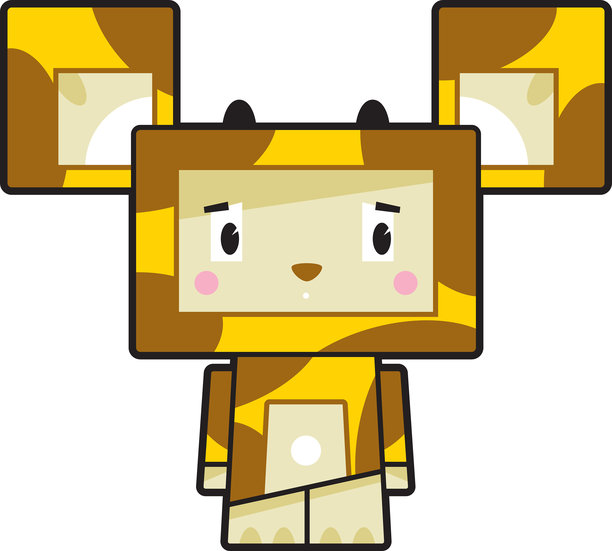 可爱的卡通方块长颈鹿角色图片下载