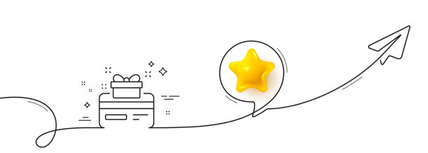 忠诚卡线条图标。奖励积分。折扣计划。连续线条与平面。矢量图。图片下载
