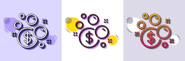 洗钱线条图标。现金腐败标志。半色调点状图案。矢量图。图片下载