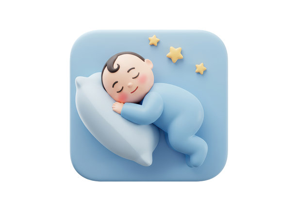 孤独的宝宝在星星图案的枕头上安静地睡觉可爱图标图片下载