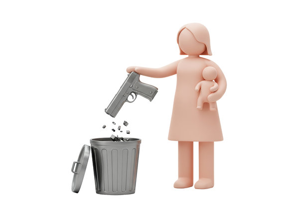 孤独的女人将手枪扔进垃圾桶图片下载