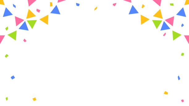 彩旗、派对旗帜、五彩纸屑装饰框，背景素材图片下载