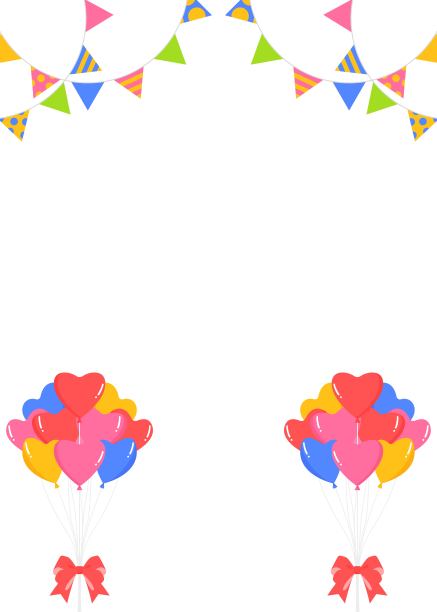 心形气球、彩旗、派对旗帜装饰框，背景素材，竖版图片下载
