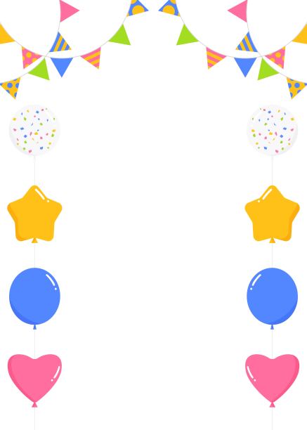 彩旗、派对旗帜、气球装饰框、背景素材、竖版图片下载