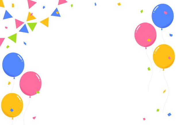 彩旗、派对旗帜、气球、五彩纸屑装饰框、背景素材图片下载