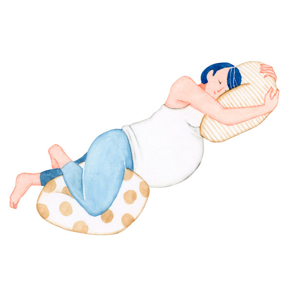 躺着的孕妇水彩插图图片下载