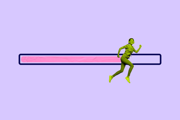 横幅图像 3D 艺术作品 照片拼贴 快乐的女商人 男商人 跑步 加载图标 进度 职业目标 成就图片下载