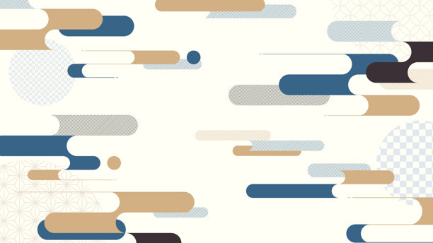 16:9 日本现代背景素材：传统日本图案和朦胧风景的插图图片下载