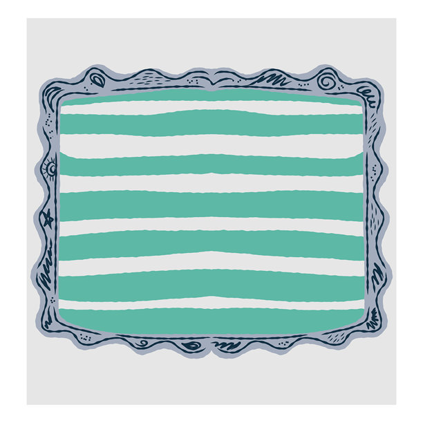 手绘装饰框，涂鸦风格插图。带有波浪线和涡旋的矢量图。非常适合卡片、邀请函、海报或照片装饰。图片下载