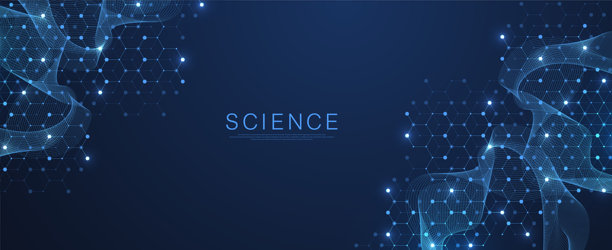 分子抽象结构与基因工程DNA。医疗保健与医学背景概念。科学研究背景。波动流动。创新模式。矢量插图。图片下载