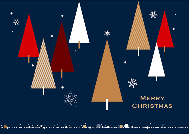 圣诞背景插图素材。闪烁的雪花在森林中舞动。圣诞框架和横幅素材。图片下载